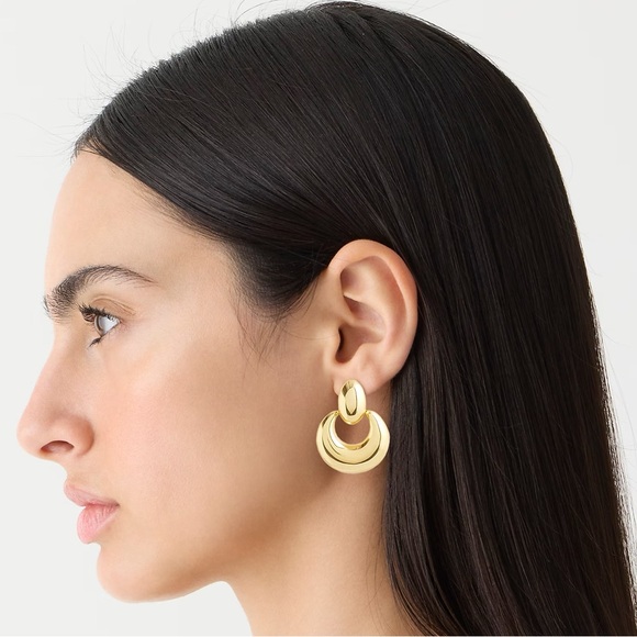 NWT J.Crew DoorKnocker Gold Earrings - Picture 4 of 6